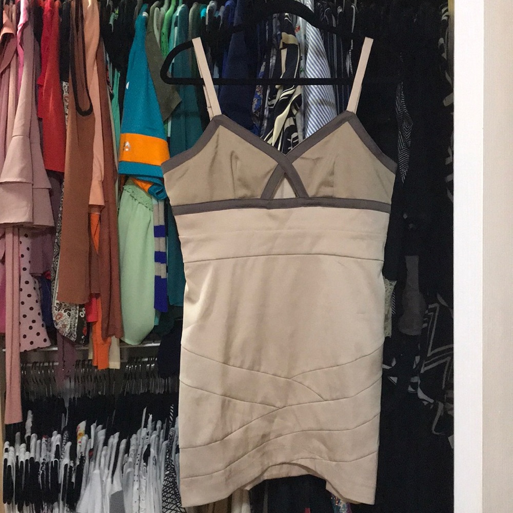 Beige short mini dress